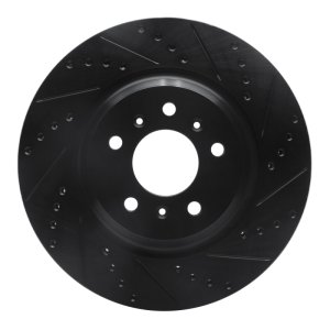 Buick Lucerne Brake Rotor (1) - Front Right - R1 Concepts - Drilled & Slotted - Black - `06-`16